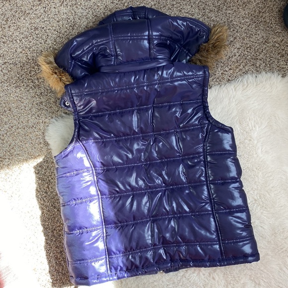 NWOT Victoria’s Secret PINK navy puffer vest with detachable hood y2k vintage - Picture 3 of 4